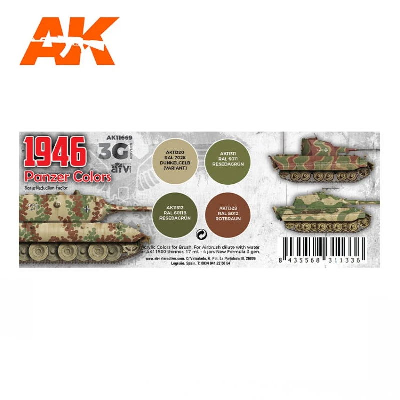 AK Iinteractive 3G Special Set Acrylics Couleur German Panzer Colors 1946 AK11669 4 AK Iinteractive 3G Special Set Acrylics Couleur German Panzer Colors 1946 AK11669 – Image 2