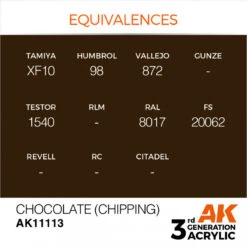 AK® Peinture Acrylique (3G) Chocolat (chipping) 17 Ml -Modèle Militaire Jouet ak peinture acrylique 3g chocolat chipping 17 ml ak11113 1
