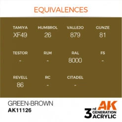AK® Peinture Acrylique (3G) Marron Vert (green Brown) 17 Ml -Modèle Militaire Jouet ak peinture acrylique 3g marron vert green brown 17 ml ak11126 1