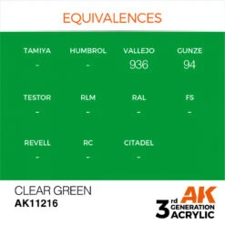 AK® Peinture Acrylique (3G) Vert Transparent (clear Green) 17 Ml -Modèle Militaire Jouet ak peinture acrylique 3g vert transparent clear green 17 ml ak11216 1