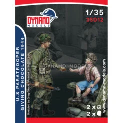 Dynamo Models® Set Figurines U.S. Paratrooper Donne Une Barre De Chocolat à Un Enfant 1:35