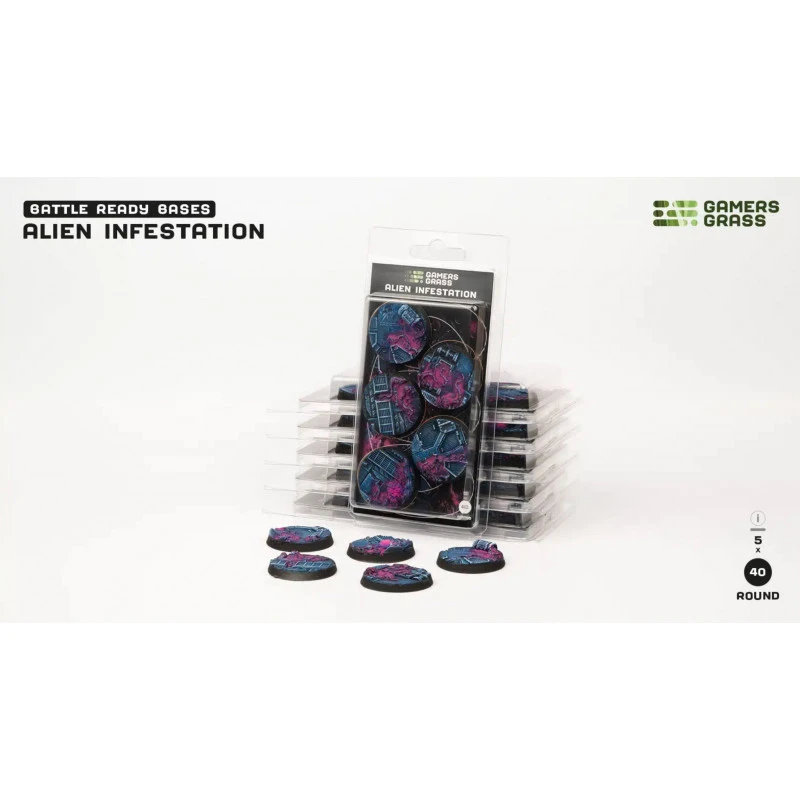 GamersGrass® - Socle Résine Alien Infestation Rond 40 Mm (x5) 3 GamersGrass® - Socle Résine Alien Infestation Rond 40 Mm (x5)