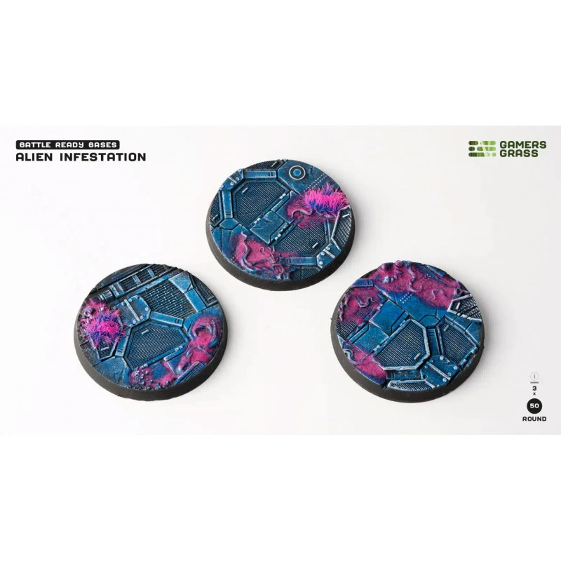 GamersGrass® - Socle Résine Alien Infestation Rond 50 Mm (x3) 4 GamersGrass® - Socle Résine Alien Infestation Rond 50 Mm (x3) – Image 2