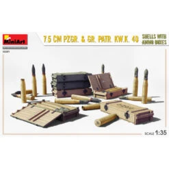 MiniArt® Obus Avec Caisses De Munition 7.5 Cm PZGR. & GR. PATR. KW.K. 40 1:35 -Modèle Militaire Jouet miniart obus avec caisses de munition 75 cm pzgr gr patr kwk 40 35381 2