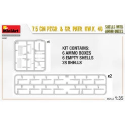 MiniArt® Obus Avec Caisses De Munition 7.5 Cm PZGR. & GR. PATR. KW.K. 40 1:35 -Modèle Militaire Jouet miniart obus avec caisses de munition 75 cm pzgr gr patr kwk 40 35381 3