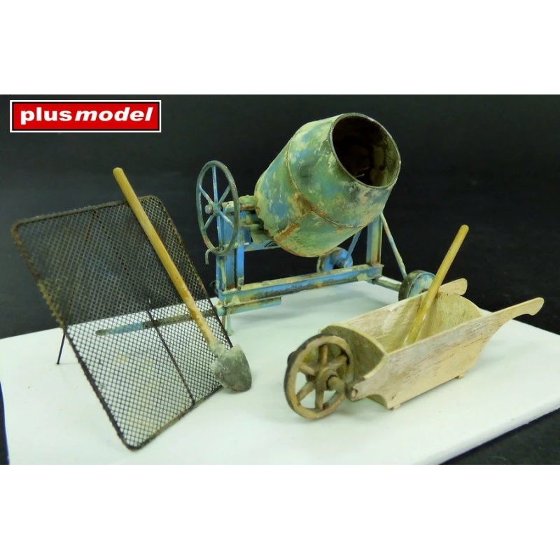 Plusmodel® Set Maçonnerie (bétonnière, Brouette, ...) 1:35 4 Plusmodel® Set Maçonnerie (bétonnière, Brouette, ...) 1:35 – Image 2